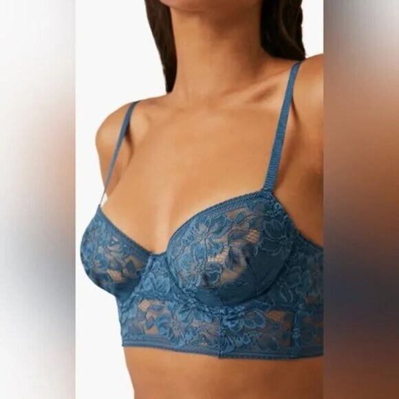 NWT FREE PEOPLE x Intimately FP Sorento Demi Longline Sz 34A Night Swim - Picture 6 of 11